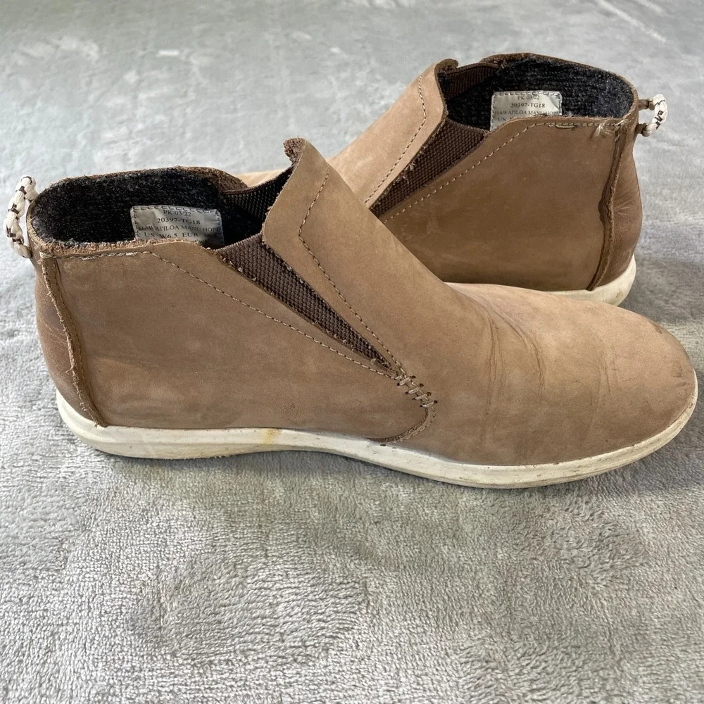 Olukai Boots Shoes Womens 6.5 Brown Hawaiiloa Manu Hope Leather Slip-On‎